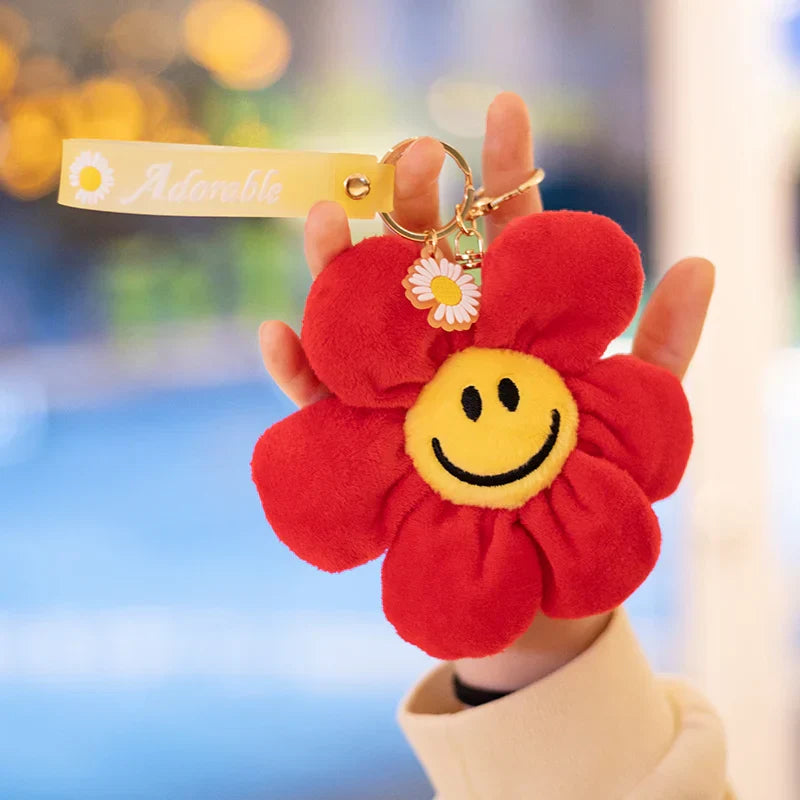 15cm Smiling Sunflower Plush Pendant Colorful Plant Flower