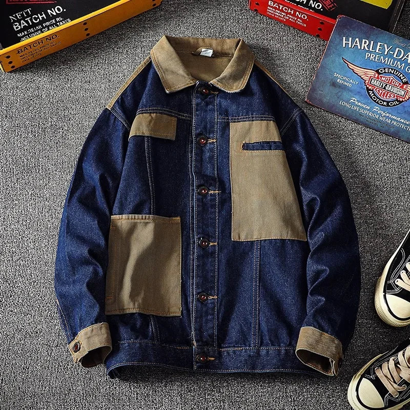 2023 Autumn Motor Denim Jacket Foe Men High