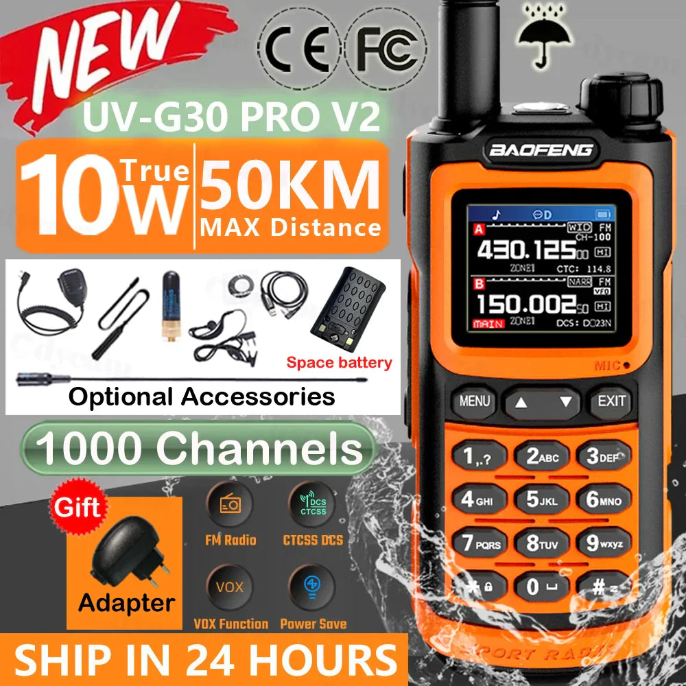 2024 Baofeng UV-G30 Pro Walkie Talkie Long Range