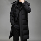 Fashion Men's Winter Long Down Coat Fur Hooded