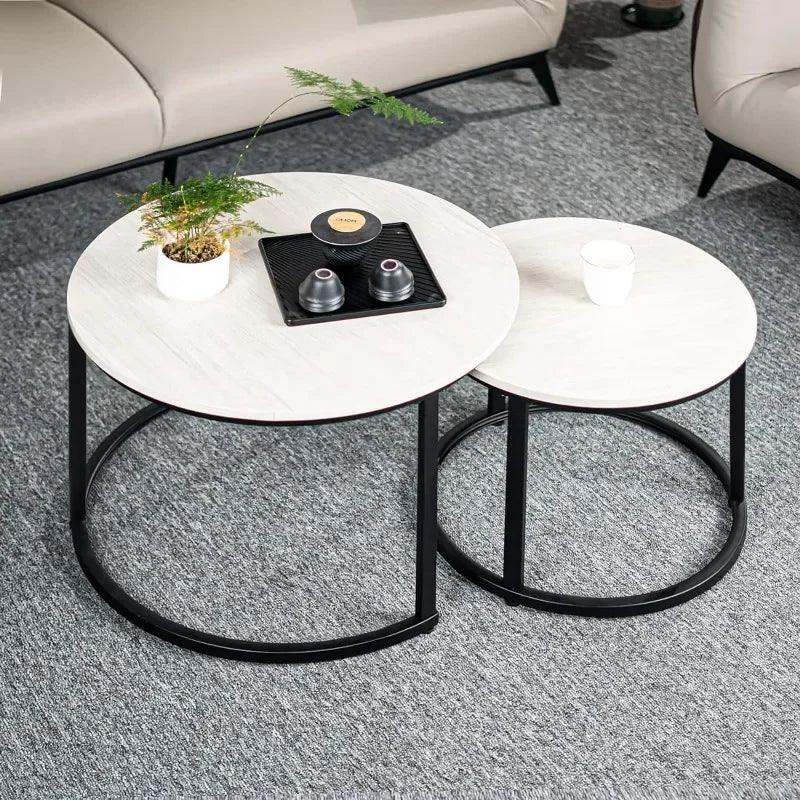 Miereirl Round Nesting Coffee Table Circle Accent Tables