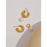 Yhpup Casting Exquisite Charm Natural Pearl Drop Earrings