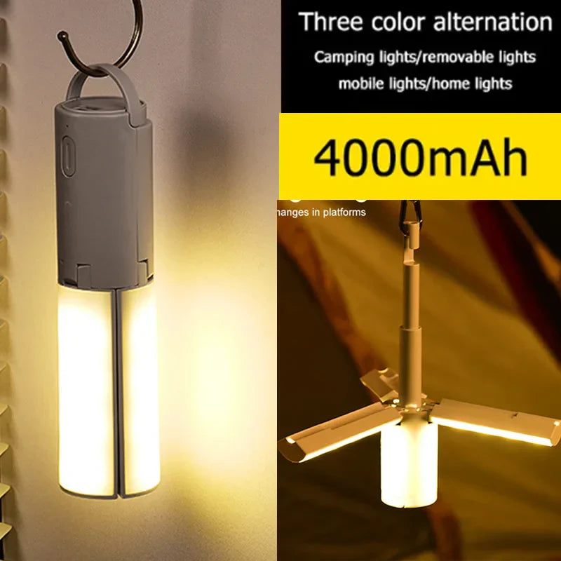 Portable Camping Lantern Rechargeable Tent Light Travel Backpack