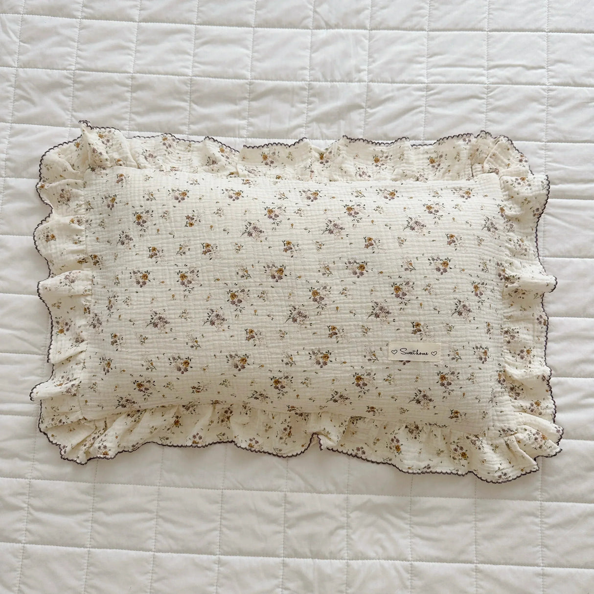 Cotton Muslin Baby Pillowcase Floral Print Newborn Pillow