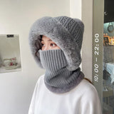 CHRLCK Winter New Twist Striped Knitted Hat Scarf