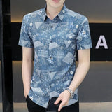 Summer Shirts for Men Turn-down Collar Business Short