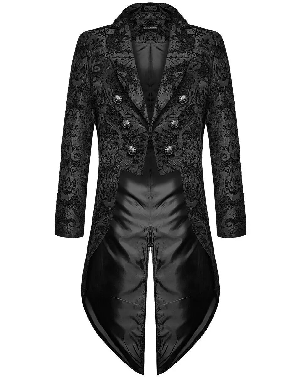 Classical Devil Mens Gothic Steampunk Tailcoat Jacket Black