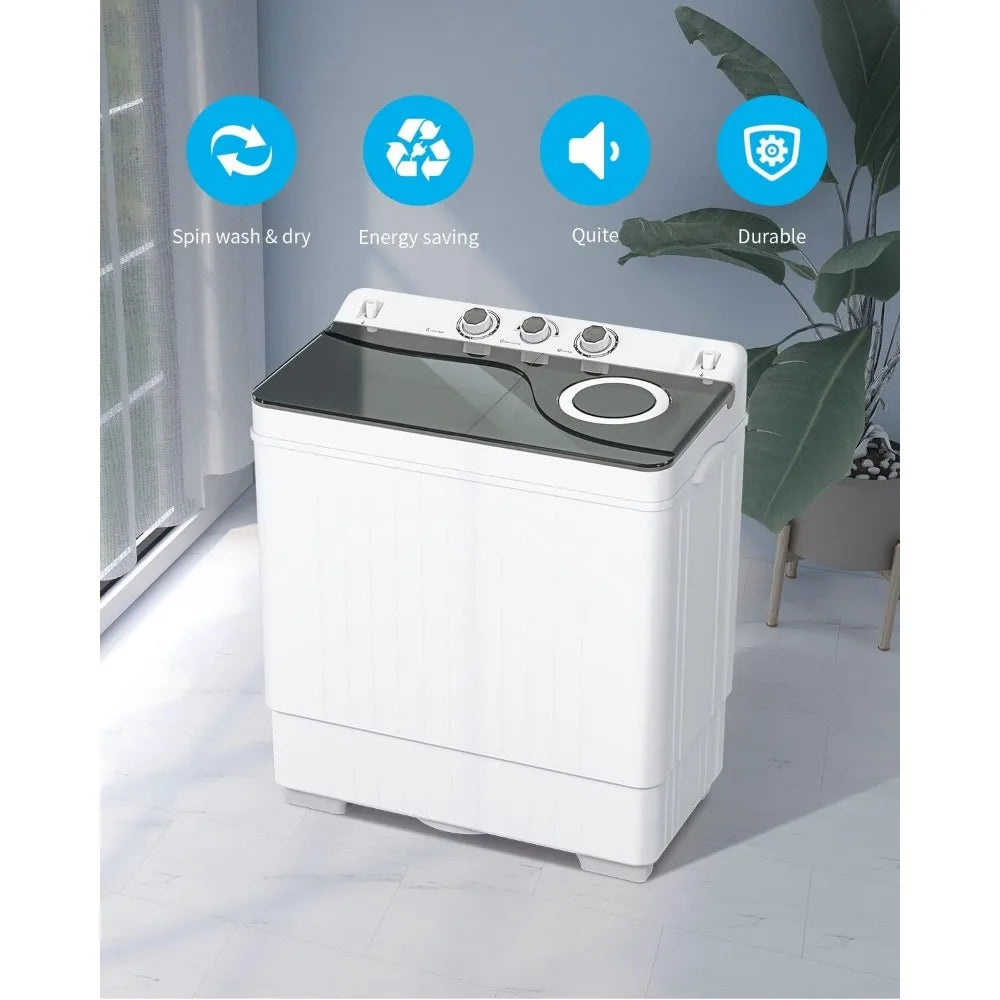 26lbs Compact Twin Tub Portable Washing Machine, Mini