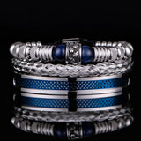 3pcs Set Men Bracelet Stainless Steel Handmade Rope