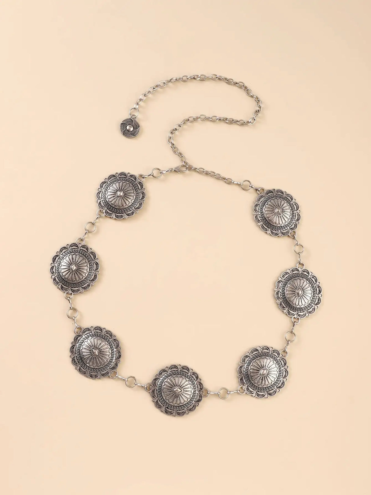 Fashion Antique Silver Alloy Western Floral Circle Conchos