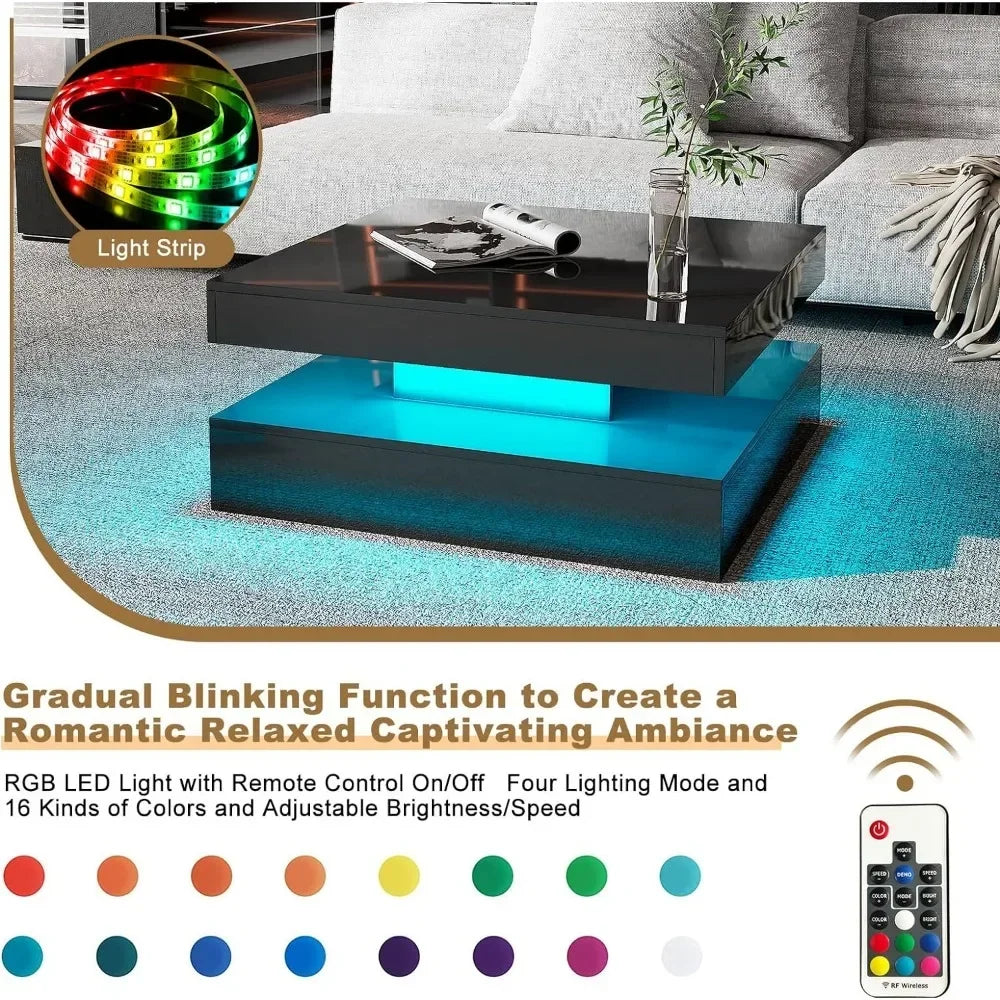 Black LED Coffee Table for Living Room Restaurant
