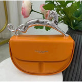 Solid Color Women's Luxury Handbags Cat Metal Handle