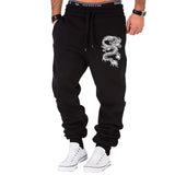 Fashion Casual Dragon Printed Jogger Pants Men Fitness