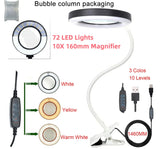 72LED 10X NEW Illuminated Magnifier USB 3 Colors