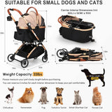 Push Button Dog Pet Stroller No-Zip With Detachable