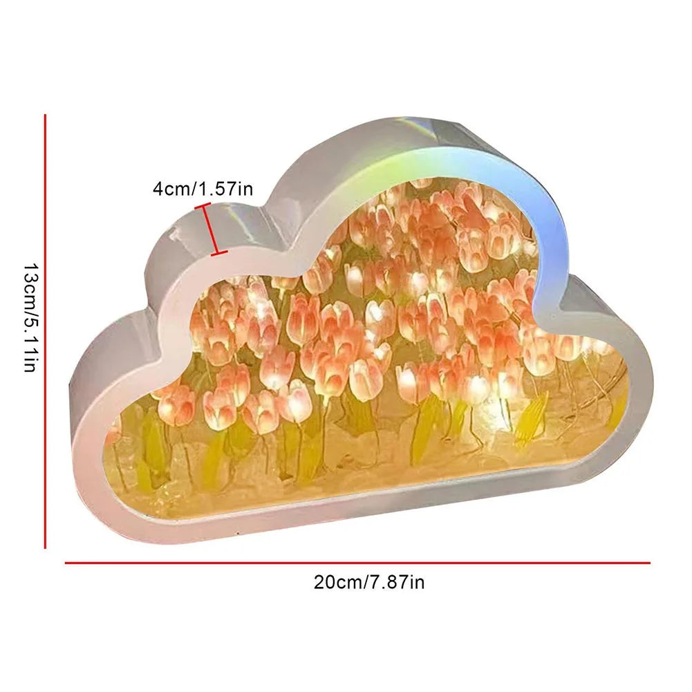 Clouds Tulip Lamps LED Night Light Mirror Table