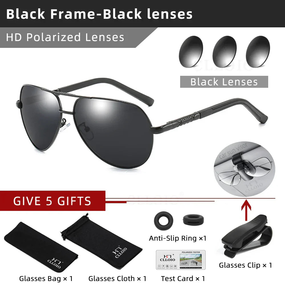 CLLOIO Men Classic Aluminum Polarized Sunglasses Women Driving