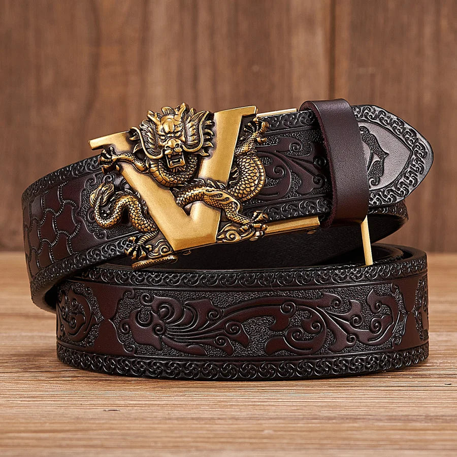 3.5CM V Buckle Cowskin Genuine Leather Belt Quality