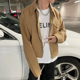 Gmiixder Short Lapel Jacket Men's Spring Autumn Vintage