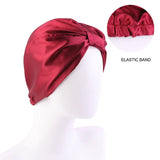 Women Stretch Silk Imitation Nightcap Fashion Color Contrast