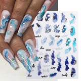Purple Marble Nails Stickers Smoke Design Manicure Decals