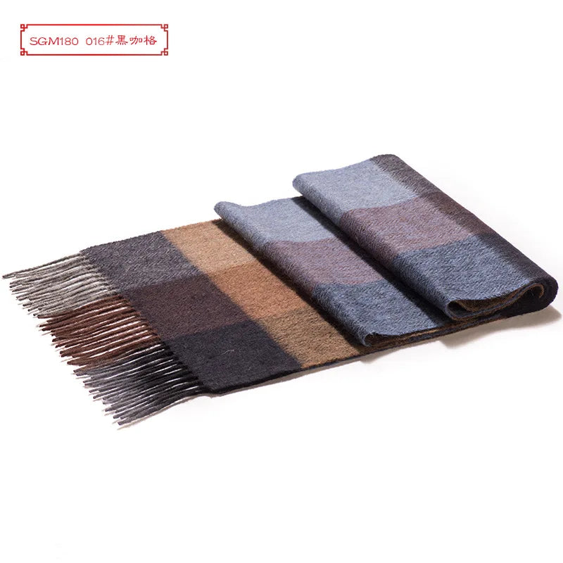 High Quality 100 Wool Scarf Men Autumn Winter