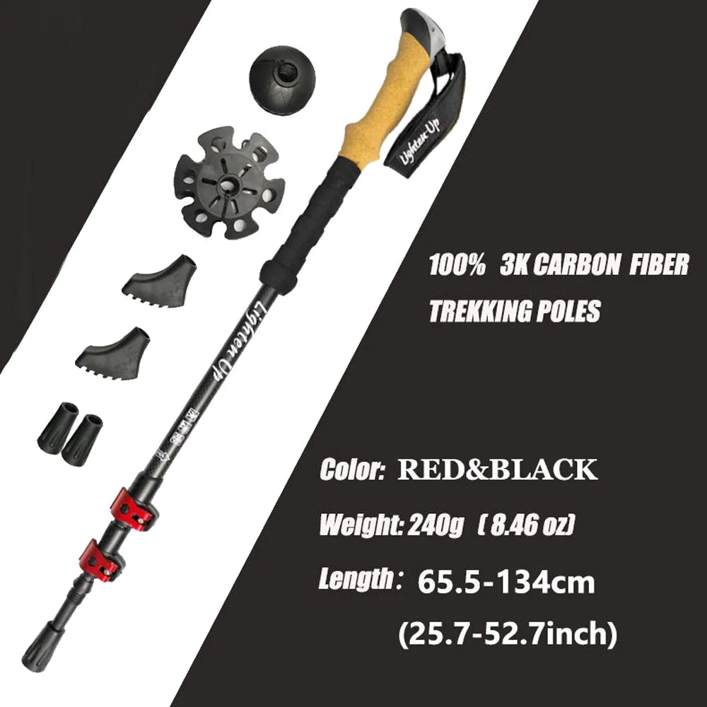 Trekking Poles 2pcs Carbon Fiber Collapsible Telescopic Sticks