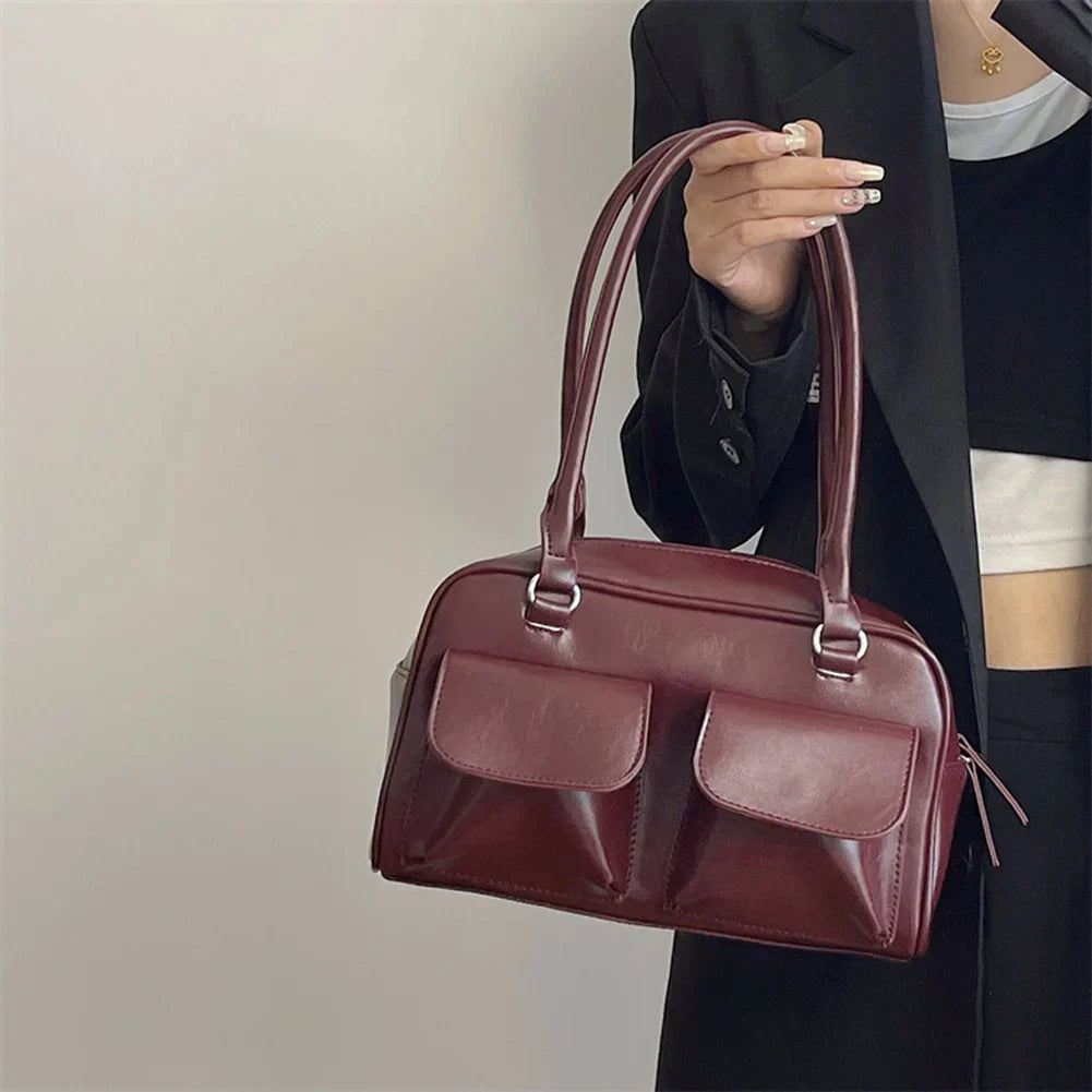 Vintage PU Leather Women Tote Handbag High Quality