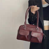 Vintage PU Leather Women Tote Handbag High Quality