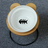 New High-end Pet Bowl Bamboo Shelf Ceramic Feeding