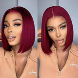 99J Straight Bob Wigs Lace Front Human Hair