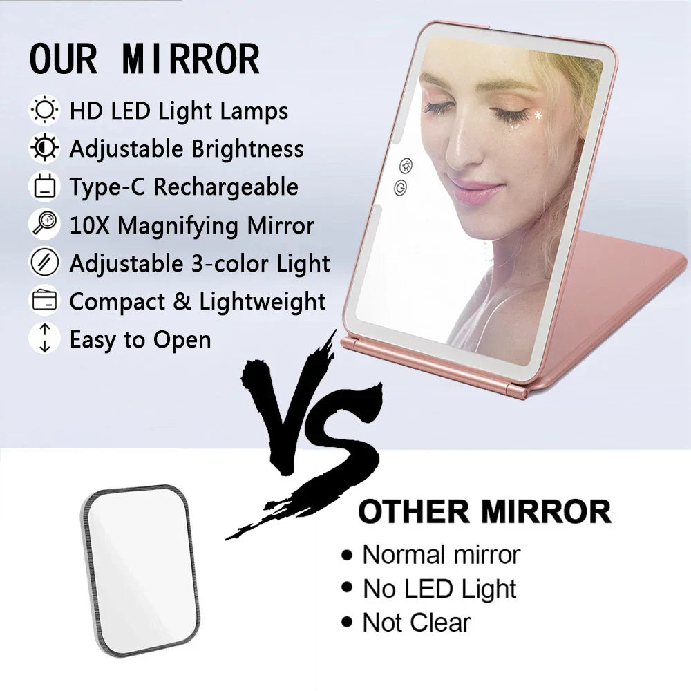 Led Make Up Mirror With Light Tool Portable