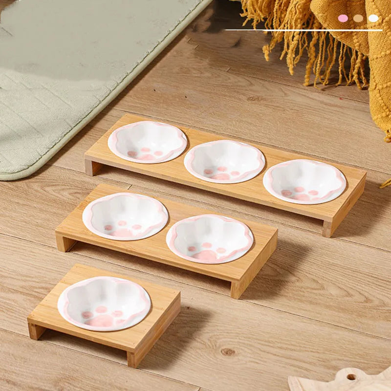 Fashion Cartoon Paw Design Pet Bowls Raised Dog