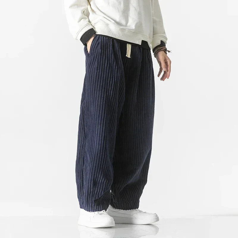 Winter New Japanese Men's Waistband Corduroy Harem Pants