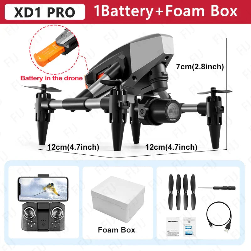 XD1 PRO Mini Drone 60g Weight Dual Camera