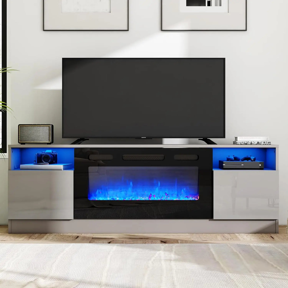 Fireplace TV Stand with 36" Electric Fireplace, LED