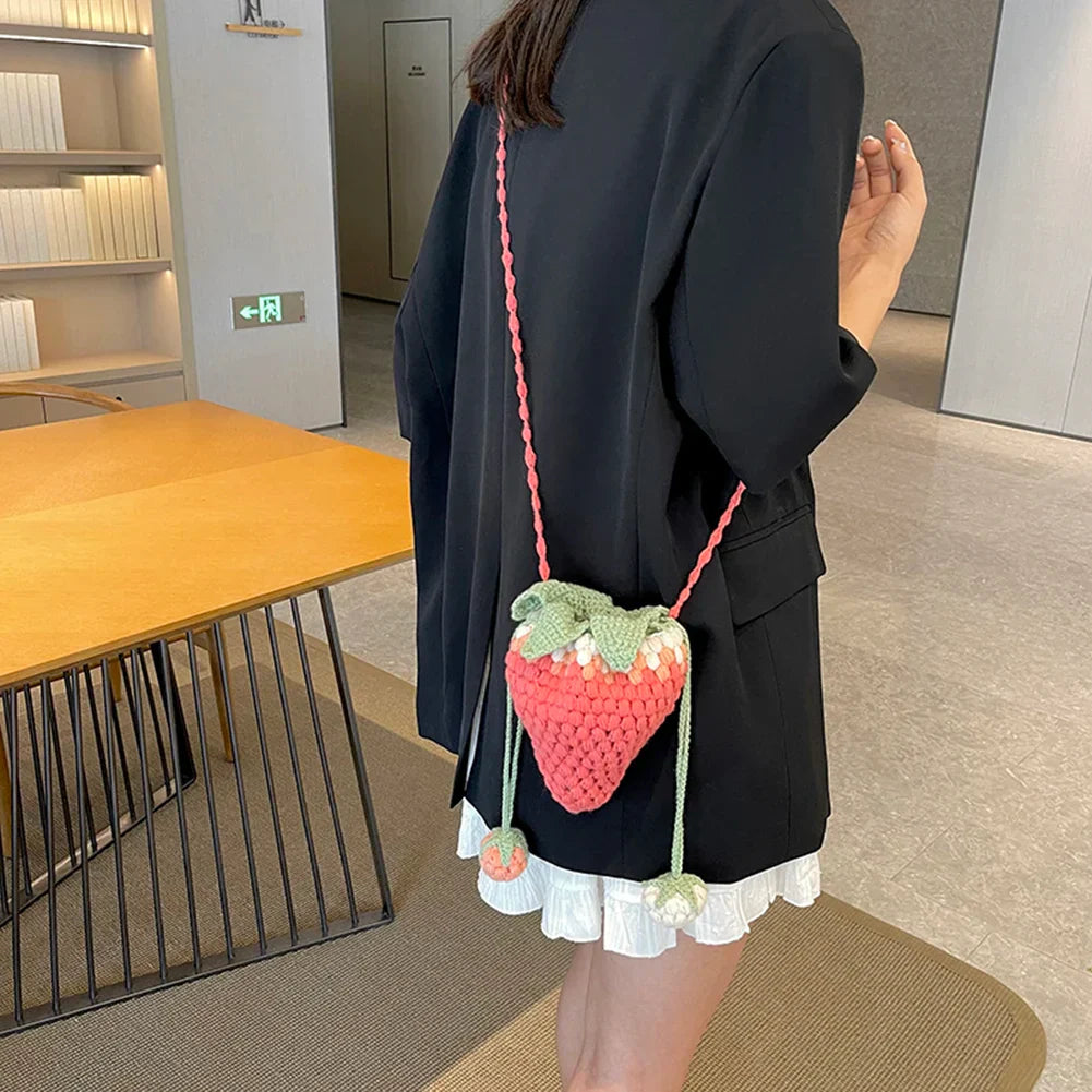 DIY Personalized Strawberry Crochet Sling Purses 2023 Novelty