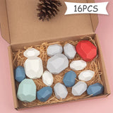 Children Wooden Colored Stone Balanc Building Blocks Educational