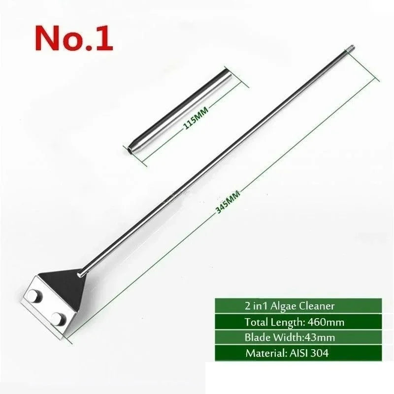 Lengthened Stainless Steel Algae Scraper Aquarium Fish Tank