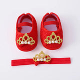 0~18M Cute Bowknot Newborn Baby Shoes Headband Set