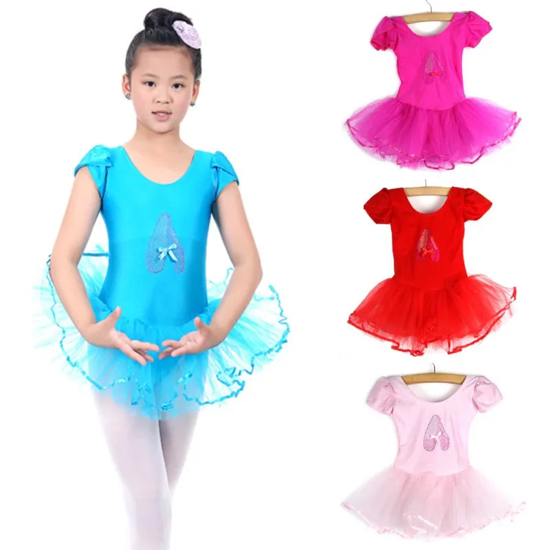 1PC Kids Girls Short Sleeved Ballet Dress Children
