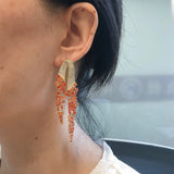 Bilincolor Golden Orange Long Tassel Earring for Women