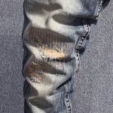 Italian Style Fashion Designer Men Jeans Retro Slim