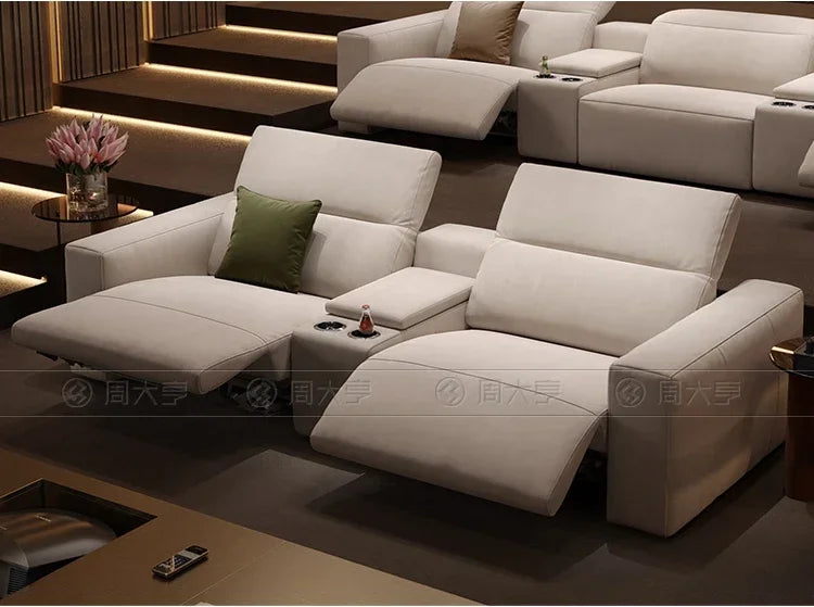 Italian Minimalist Electric Leather sofa Home Theater Cinema