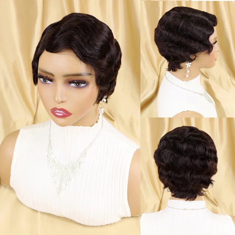 Short Finger Wave Wig Brazilian Human Hair Wig