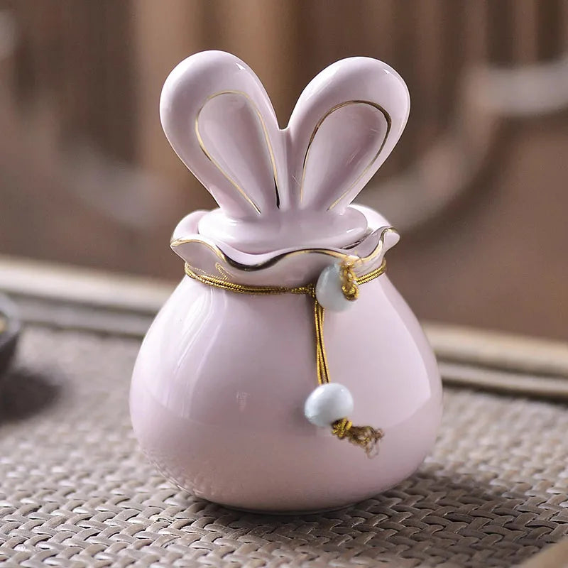 Ceramics Bunny Pet Urn Anforas for Human Ashes