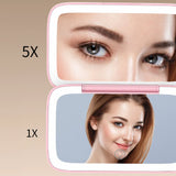 2-Sided LED Rechargeable Makeup Mirror with 5X Magnifying