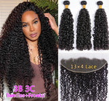 Brazilian 3B 3C Spirals Curly Bundles With Frontal