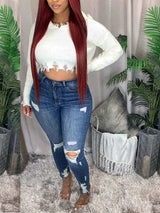 LW Plus Size Highwaisted Ripped Jeans Zipper Fly
