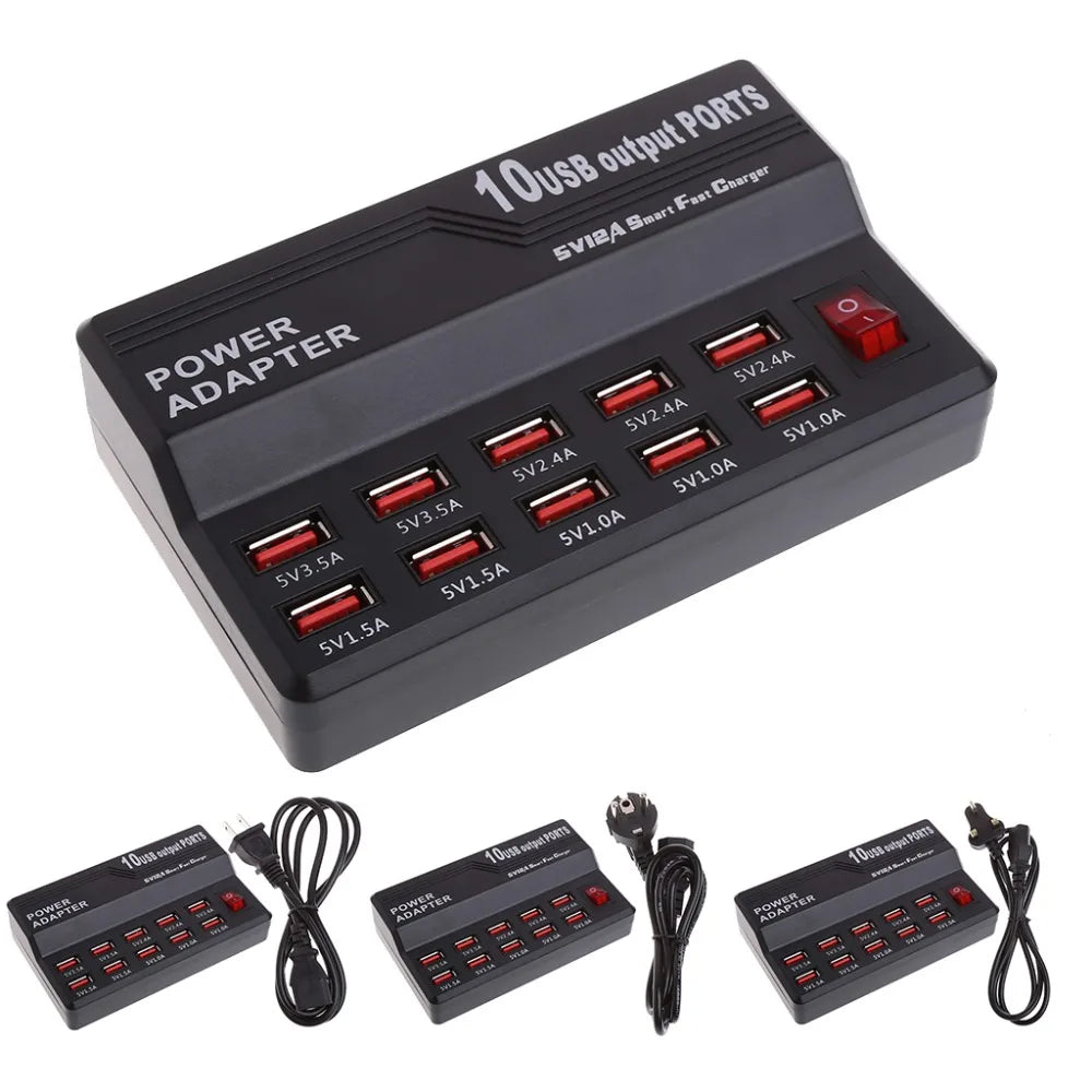 HUB 10 USB multi-port charger Fast charging for